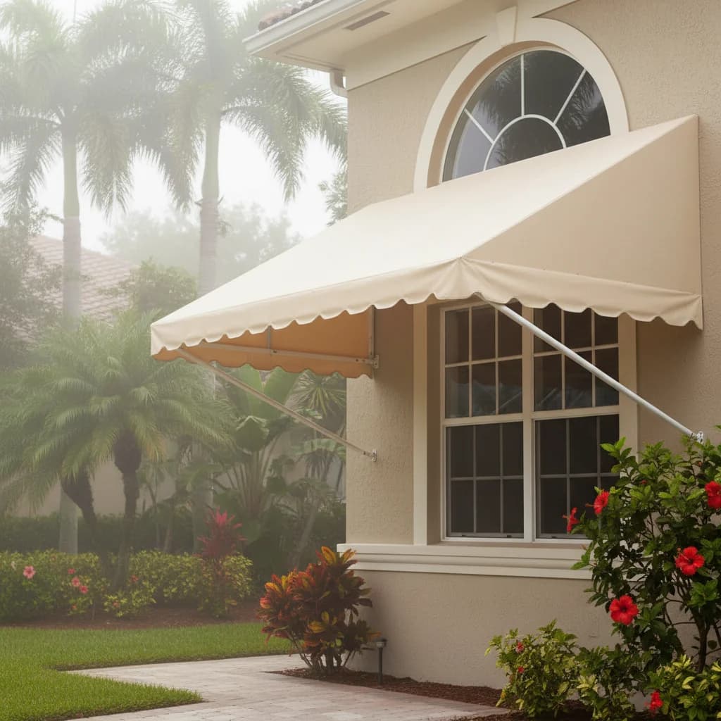 Clean, well-maintained awning in pristine condition on a Florida home